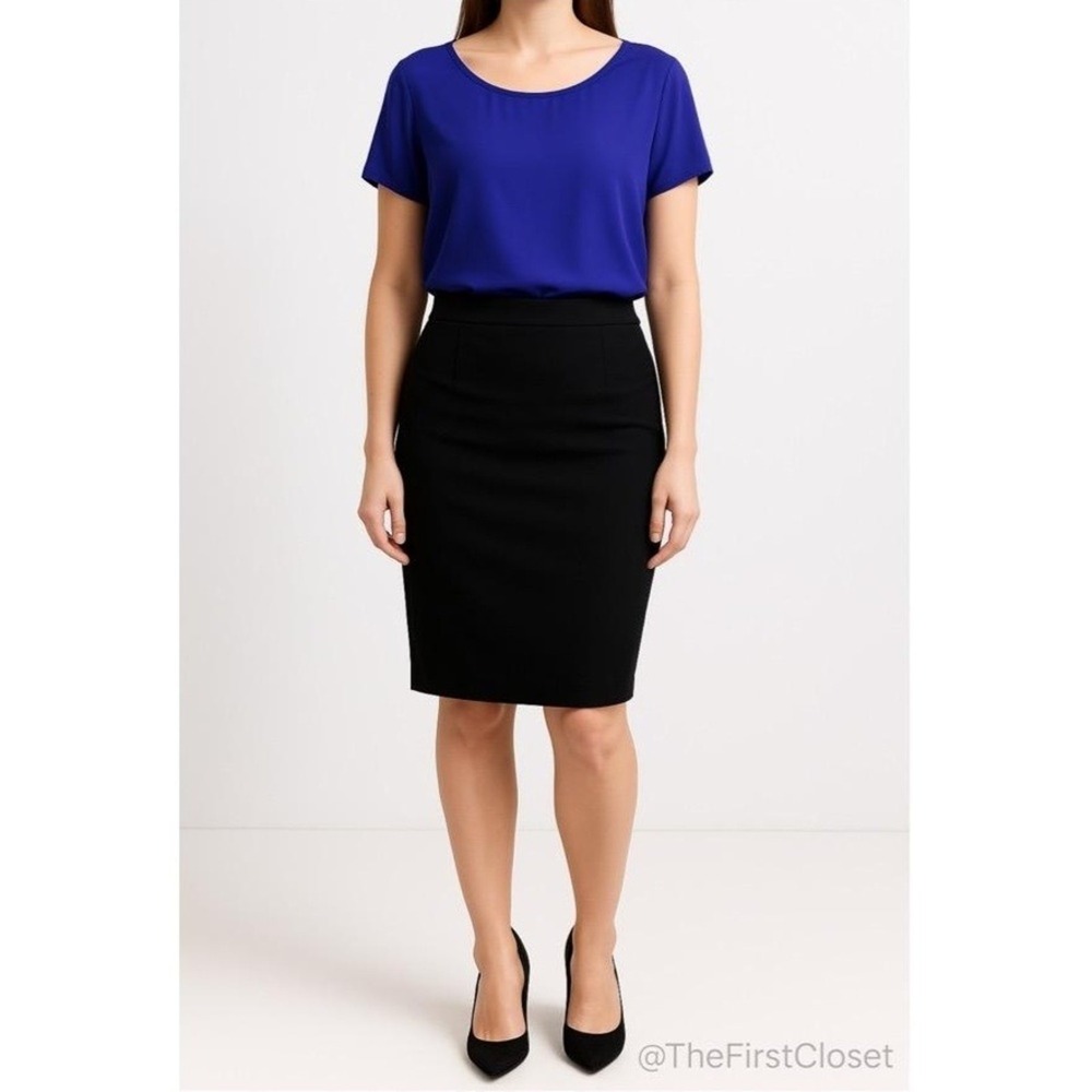 Forever 21 Blue Short Sleeve Round Neck Sheer‎ Blouse Office Large